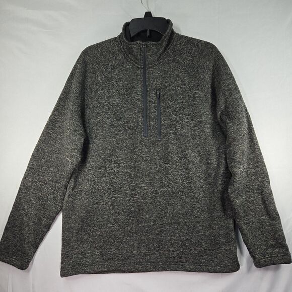 Eddie Bauer 1/4 Zip Sweater Pullover Fleece Men's Large Heathered Grey Pocket - Picture 8 of 11